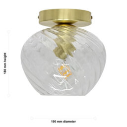 First Choice Lighting Set Of 2 Bradson - Clear Swirl Glass Satin Brass Ceiling Lights - thumbnail 6