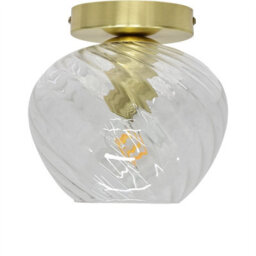 First Choice Lighting Set Of 2 Bradson - Clear Swirl Glass Satin Brass Ceiling Lights - thumbnail 2