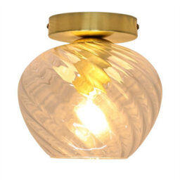First Choice Lighting Set Of 2 Bradson - Clear Swirl Glass Satin Brass Ceiling Lights - thumbnail 3