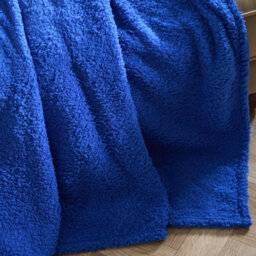 Ohs Large Teddy Fleece Throw Blanket, Cobalt Blue - 200 X 240Cm - thumbnail 2