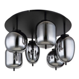 Luminosa Lighting Luminosa Blacky Globe Ceiling Light Matt Black Smoke Glass Shade 6X E14 - thumbnail 2