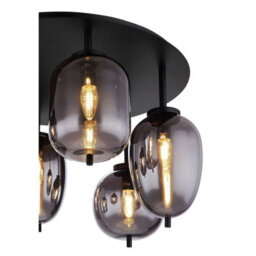 Luminosa Lighting Luminosa Blacky Globe Ceiling Light Matt Black Smoke Glass Shade 6X E14 - thumbnail 3