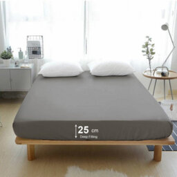 Ameha Plain Microfiber Fitted Sheet 25Cm Deep Pocket- Hypoallergenic Easy Care Grey Fitted Sheets Uk Single Bedsheet (91X191 Cm) - thumbnail 8