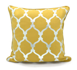 Velosso Elegant Foil Print Cushion, Zip Closure, Machine Washable, Metallic Design Sofa Cushion - Ochre - thumbnail 1
