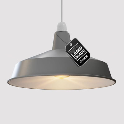 Grey Light Shade Ceiling Metal Lampshades For Ceiling Lights, Industrial Easy Fit Pendant Lamp Shades For Bedside Lamp - image 1