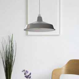 Grey Light Shade Ceiling Metal Lampshades For Ceiling Lights, Industrial Easy Fit Pendant Lamp Shades For Bedside Lamp - thumbnail 2