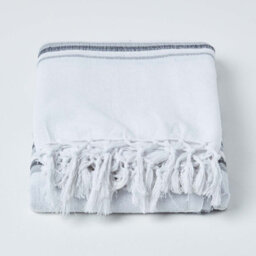 Homescapes Cotton Morocco Striped Monochrome Throw, 150 X 200 Cm - thumbnail 2