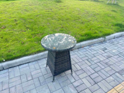 Fimous 3-Piece Pe Rattan Garden Furniture 2 Seater Bistro Set For Patio Dark Grey Mixed - thumbnail 4