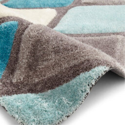 Grey / Blue Handmade Modern Shaggy Easy To Clean Rug For Dining Room Bed Room And Living Room-120Cm X 170Cm - thumbnail 2