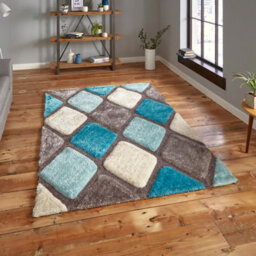 Grey / Blue Handmade Modern Shaggy Easy To Clean Rug For Dining Room Bed Room And Living Room-120Cm X 170Cm - thumbnail 1