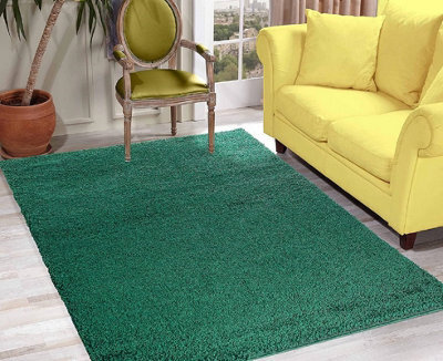 Wadan 160X230Cm Emeralad Shaggy Rug - Rectangular Soft Touch Thick Pile Modern Area Rug - Rugs For Living & Bedroom Non Shedding - image 1
