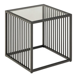 Wyld Haus Porto Organic Side Table Black Metal Frame With Clear Glass Top 40Cm - thumbnail 2