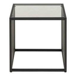 Wyld Haus Porto Organic Side Table Black Metal Frame With Clear Glass Top 40Cm - thumbnail 3