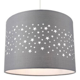 Happy Homewares Stars Decorated Children/kids Soft Grey Cotton Bedroom Pendant Or Lamp Shade - thumbnail 2