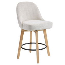 Living And Home Set Of 2 Swivel Bar Stools With Wooden Legs And Round Footrest, 97Cm H - thumbnail 4