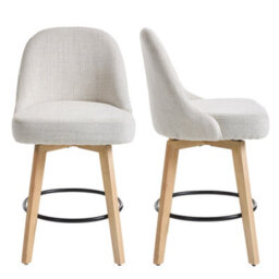 Living And Home Set Of 2 Swivel Bar Stools With Wooden Legs And Round Footrest, 97Cm H - thumbnail 2