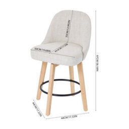 Living And Home Set Of 2 Swivel Bar Stools With Wooden Legs And Round Footrest, 97Cm H - thumbnail 7