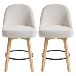 Living And Home Set Of 2 Swivel Bar Stools With Wooden Legs And Round Footrest, 97Cm H - thumbnail 6