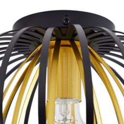 Thehotsale 30Cm Dia Black And Golden Metal Lantern Shape 1-Light Ceiling Light - thumbnail 7