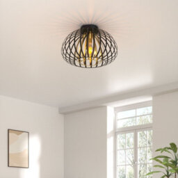 Thehotsale 30Cm Dia Black And Golden Metal Lantern Shape 1-Light Ceiling Light - thumbnail 2