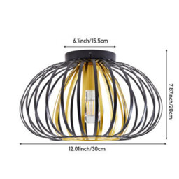 Thehotsale 30Cm Dia Black And Golden Metal Lantern Shape 1-Light Ceiling Light - thumbnail 8