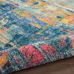 Blue/yellow Modern Easy To Clean Abstract Graphics Rug For Dining Room-66Cm X 114Cm - thumbnail 8