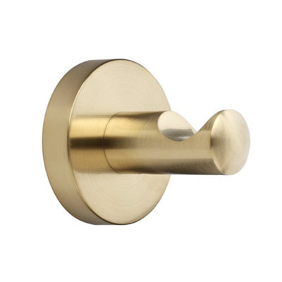 Homestylestore Brushed Brass Bathroom Single Wall Mounted Bath Robe Towel Hook Holder - image 1