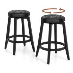 Costway Set Of 2 Bar Stools Kitchen Upholstered Chair 360 Swivel Pub Stool 66Cm - thumbnail 1