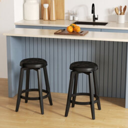 Costway Set Of 2 Bar Stools Kitchen Upholstered Chair 360 Swivel Pub Stool 66Cm - thumbnail 3