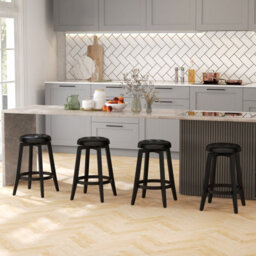 Costway Set Of 2 Bar Stools Kitchen Upholstered Chair 360 Swivel Pub Stool 66Cm - thumbnail 7