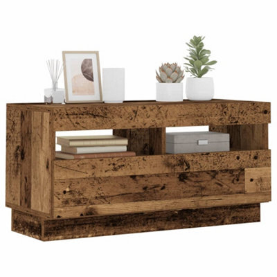 Berkfield Tv Cabinet With Led Lights Old Wood 80X35X40 Cm Engineered Wood - image 1
