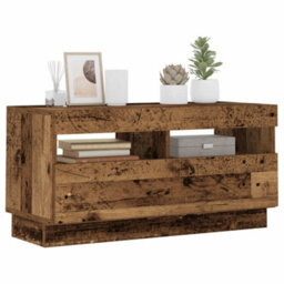 Berkfield Tv Cabinet With Led Lights Old Wood 80X35X40 Cm Engineered Wood - thumbnail 1