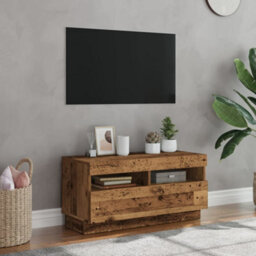 Berkfield Tv Cabinet With Led Lights Old Wood 80X35X40 Cm Engineered Wood - thumbnail 3