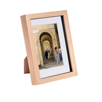 "Nicola Spring A5 (6 X 8"") Photo Frame - Light Wood/white Mount - 3D Photo Picture Frame Box Portrait Display Case (23.5 X 17Cm)" - image 1