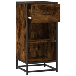 Berkfield Sideboard Smoked Oak 35.5X35X76 Cm Engineered Wood And Metal - thumbnail 5