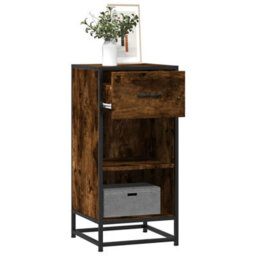 Berkfield Sideboard Smoked Oak 35.5X35X76 Cm Engineered Wood And Metal - thumbnail 1