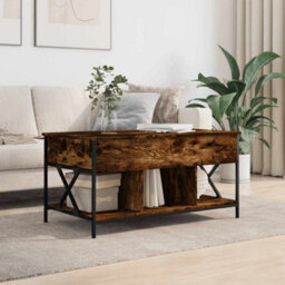Berkfield Coffee Table Smoked Oak 100X55X50 Cm Engineered Wood And Metal - thumbnail 3