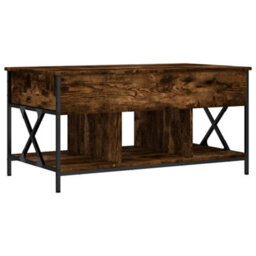 Berkfield Coffee Table Smoked Oak 100X55X50 Cm Engineered Wood And Metal - thumbnail 2