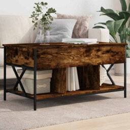Berkfield Coffee Table Smoked Oak 100X55X50 Cm Engineered Wood And Metal - thumbnail 1