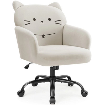 Beige Ergonomic Cute Office Chair, Wide Padded Desk Makeup Armchair For Home Study - image 1