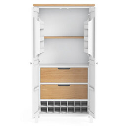 Farro White Kitchen Larder Cabinet With Wine Rack - By Roseland Furniture - thumbnail 2
