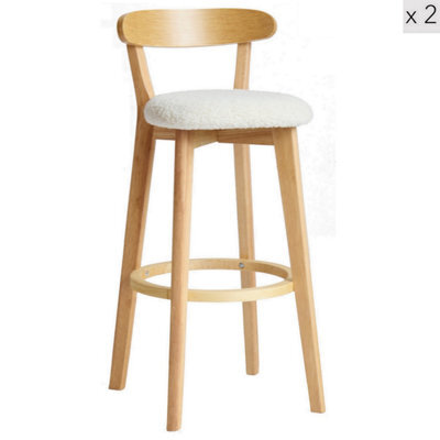 Nordlys Set Of 2 Solid Wood And White Bouclé Bar Stools Modern Design Style Dining Room - image 1