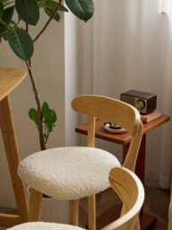 Nordlys Set Of 2 Solid Wood And White Bouclé Bar Stools Modern Design Style Dining Room - thumbnail 5