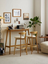 Nordlys Set Of 2 Solid Wood And White Bouclé Bar Stools Modern Design Style Dining Room - thumbnail 3