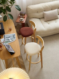 Nordlys Set Of 2 Solid Wood And White Bouclé Bar Stools Modern Design Style Dining Room - thumbnail 4
