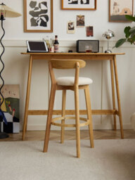 Nordlys Set Of 2 Solid Wood And White Bouclé Bar Stools Modern Design Style Dining Room - thumbnail 7