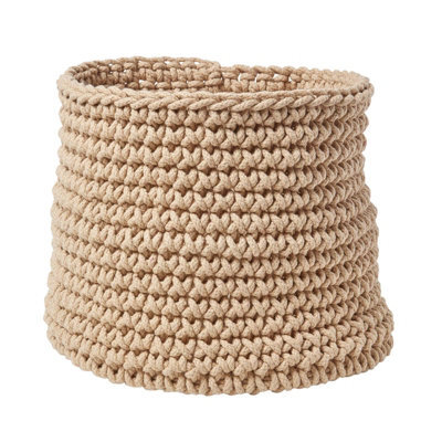 Homescapes Linen Cotton Knitted Round Storage Basket, 42 X 37 Cm - image 1