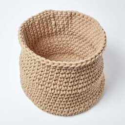 Homescapes Linen Cotton Knitted Round Storage Basket, 42 X 37 Cm - thumbnail 2