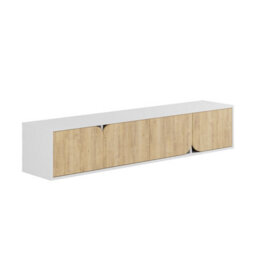 Decortie Spark Modern Tv Unit Multimedia Centre With Storage Cabinet White Oak 180Cm Width - thumbnail 2
