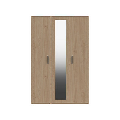 Hazlemere 3 Door Robe With Mirror - Oak On Express Delivery And Ready Assembled - image 1